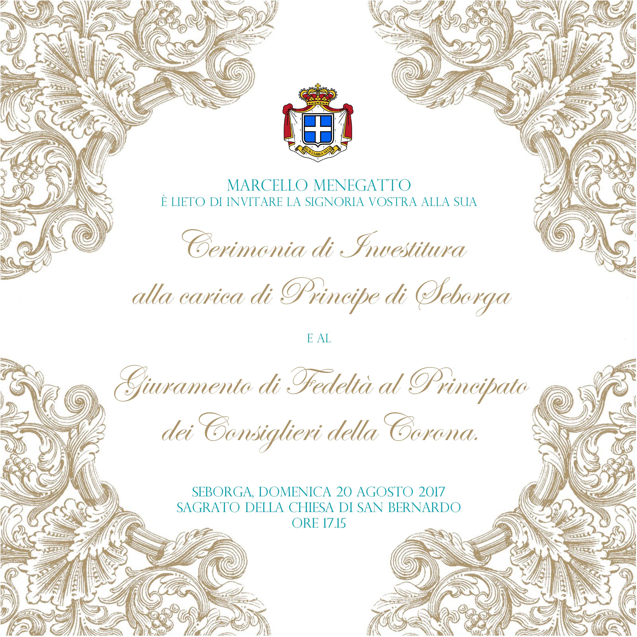 Cerimonia di Investitura del Principe Marcello e Giuramento di Fedeltà al Principato dei Consiglieri della Corona