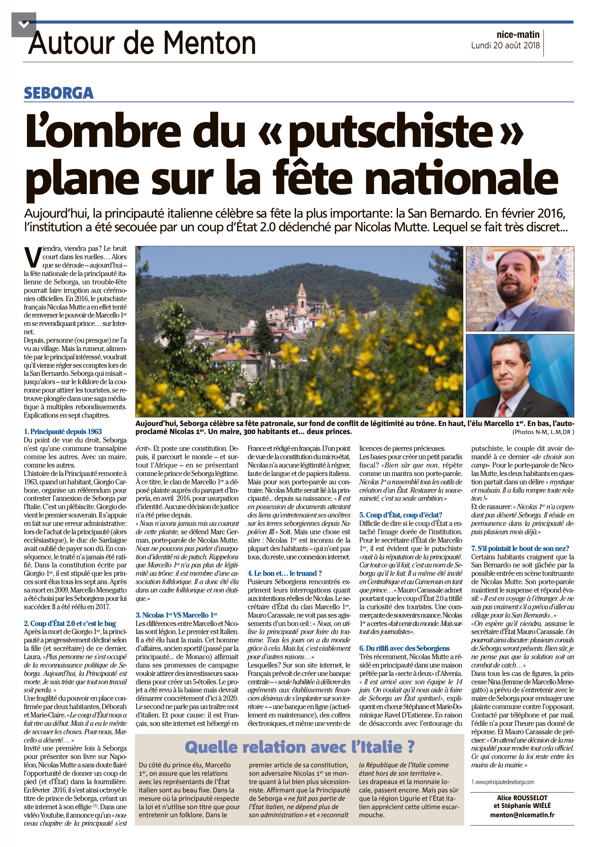 Nice Matin 20 agosto 2018